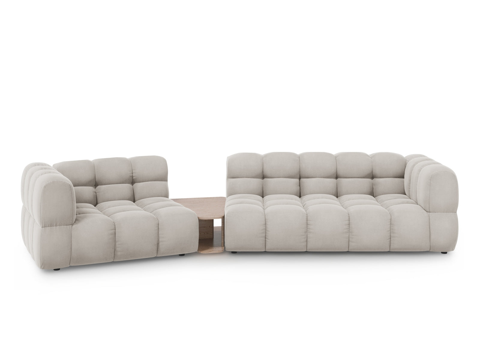 Sky Velour modulares Sofa links 3 Sitzer 148cm in Light Beige-Casino präsentiert im Onlineshop von KAQTU Design AG. L-Sofa links ist von Cosmopolitan Design