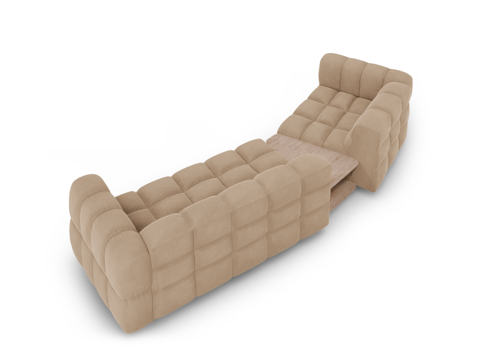Elegantes modulares 3-Sitzer Sofa in Sky Velour, linksseitig, 148 cm, ideal für stilvolle Wohnräume und gemütliche Entspannung.