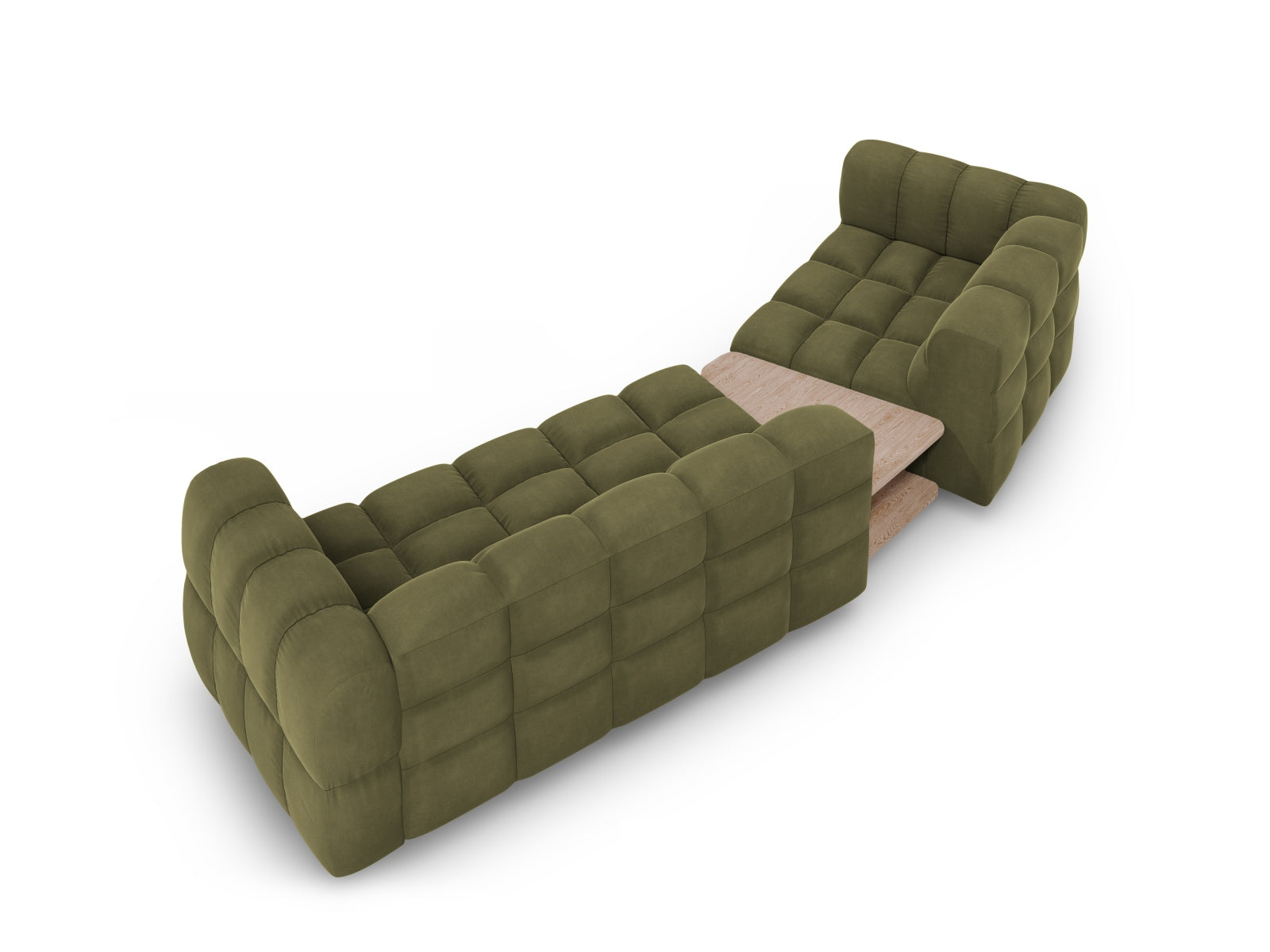 Elegantes modulares 3-Sitzer Sofa in weichem Velours, linksseitig, 148 cm, ideal für stilvolle Wohnräume, von Cosmopolitan Design.