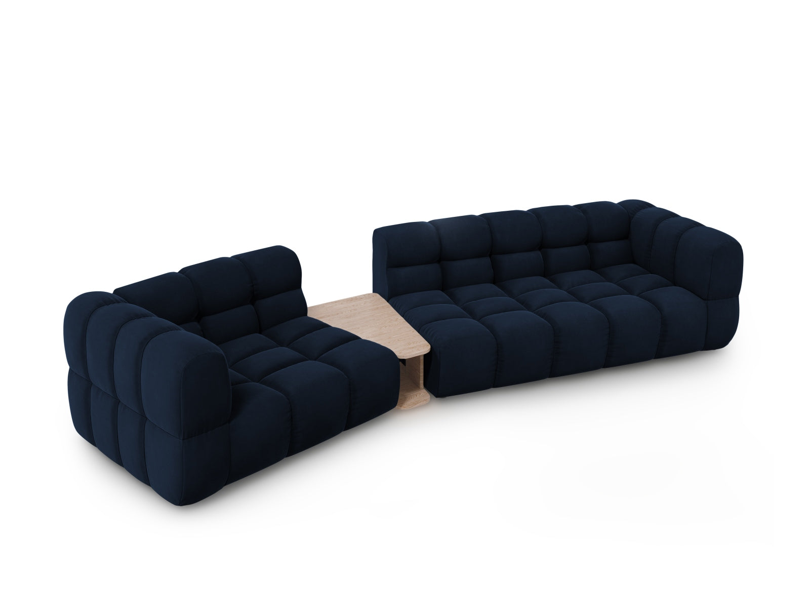 Modulares 3-Sitzer Sofa in Royal Blue aus Sky Velour, linksseitig, 148 cm, perfektes Design für moderne Wohnkonzepte von Cosmopolitan Design.