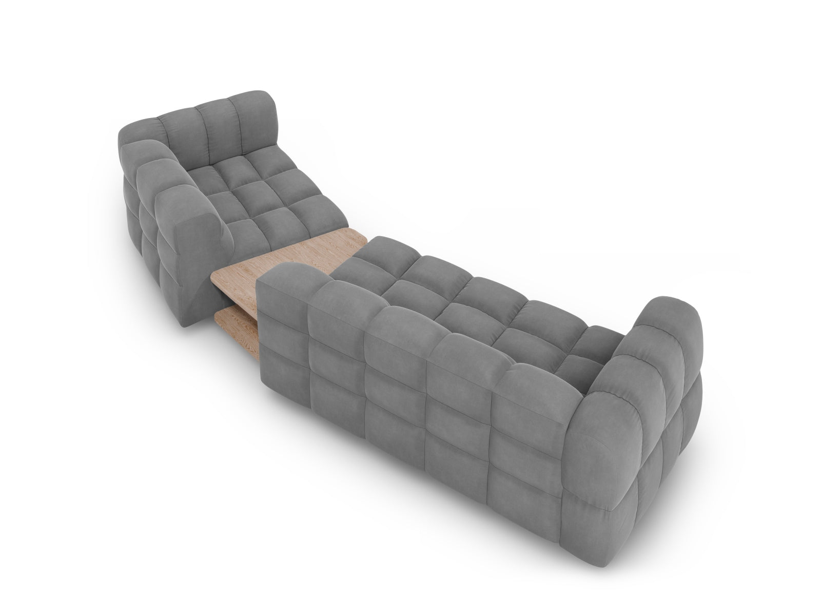 Elegantes modulares 3-Sitzer Sofa in sanftem Velours, rechte Variante, ideal für moderne Wohnräume von Cosmopolitan Design.