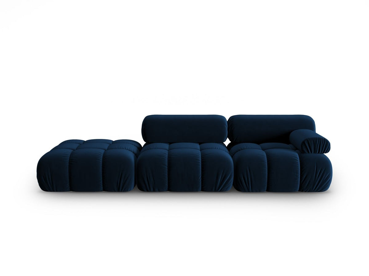Cortina Samt-Modulsofa links 4-Sitzer 94cm von Cosmopolitan Design in Pink-Bluvel mit Massivholzrahmen und schwarzen Kunststoffbeinen.