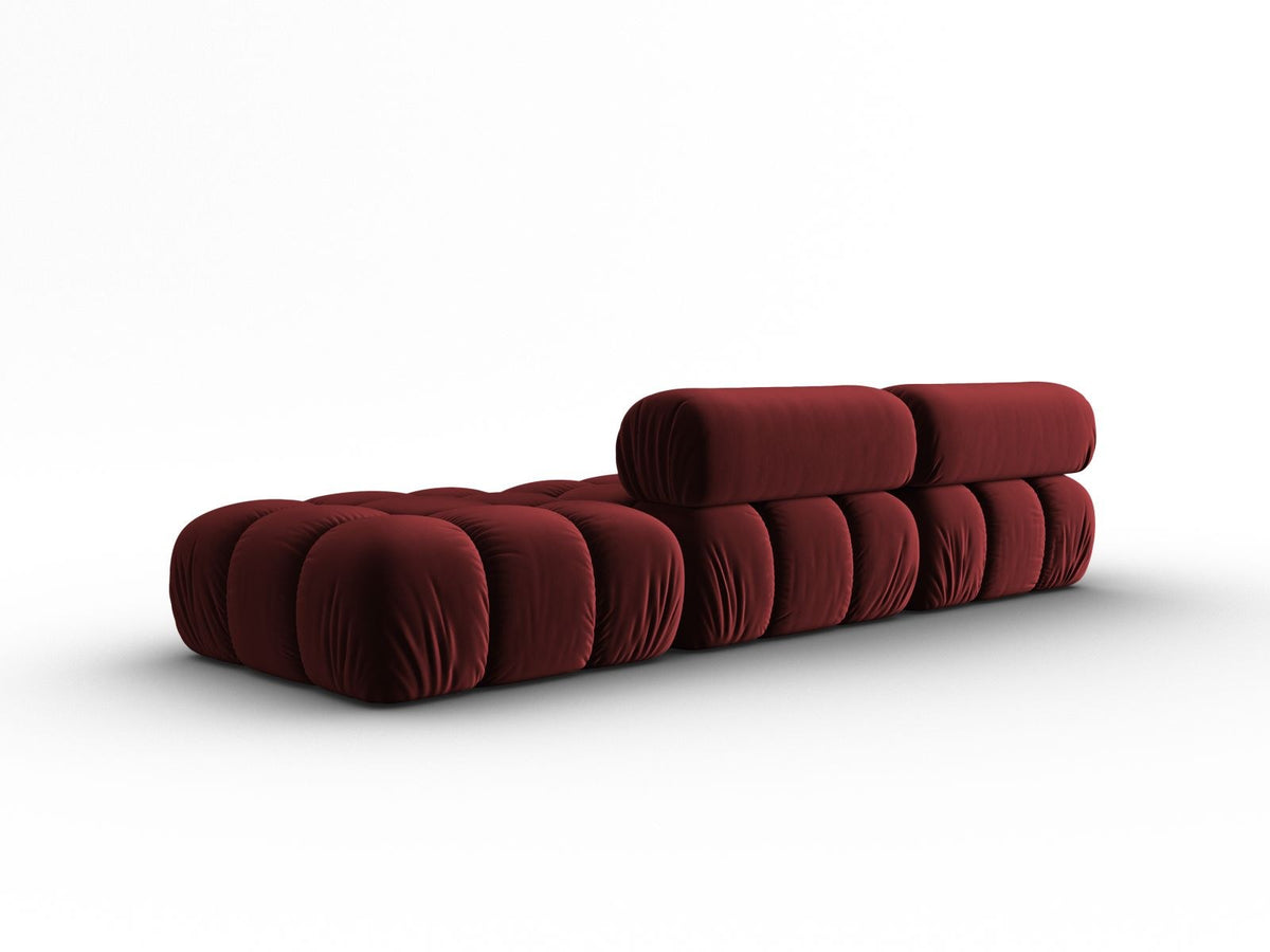 Cortina Samt-Modulsofa links 4-Sitzer 94cm von Cosmopolitan Design in Pink-Bluvel mit Massivholzrahmen und schwarzen Kunststoffbeinen.