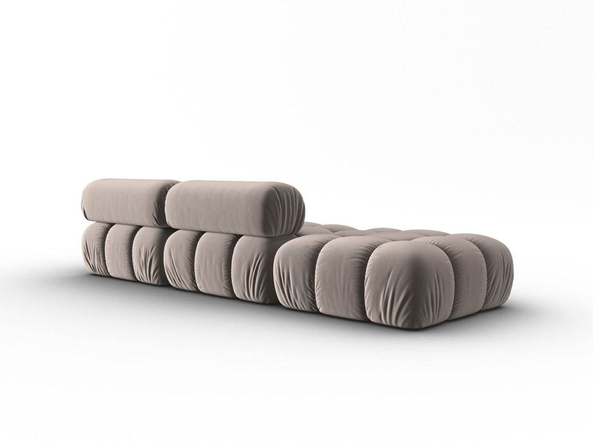 Cortina Samt-Modulsofa links 4-Sitzer 94cm von Cosmopolitan Design in Pink-Bluvel mit Massivholzrahmen und schwarzen Kunststoffbeinen.
