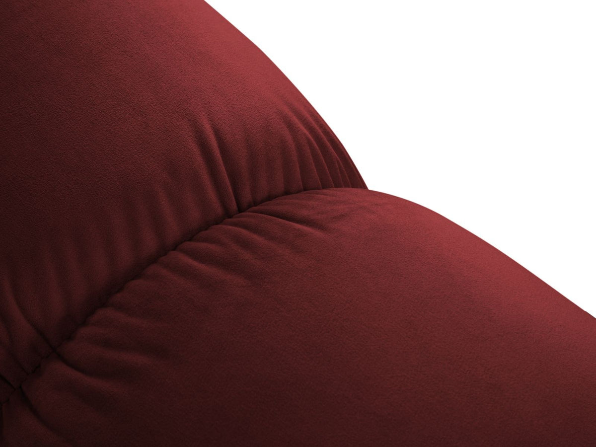 Cortina Samt-Modulsofa 4-Sitzer in Pink mit Massivholzrahmen und schwarzen Kunststoffbeinen, modular aufgebaut, rechte Ausführung.