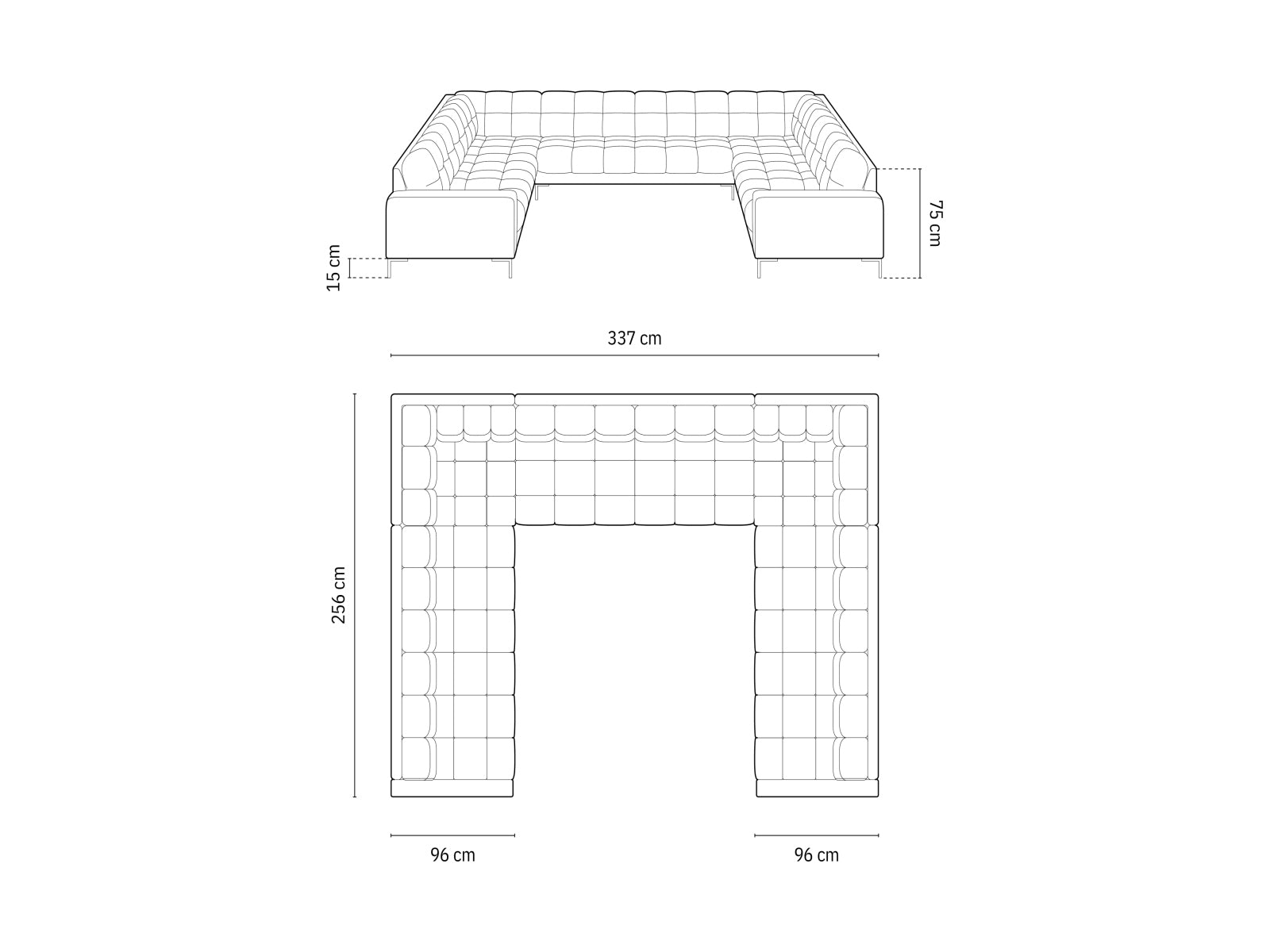 9-Sitzer Panoramic Sofa Bali in Brick-Neve präsentiert im Onlineshop von KAQTU Design AG. Ecksofa ist von Cosmopolitan Design