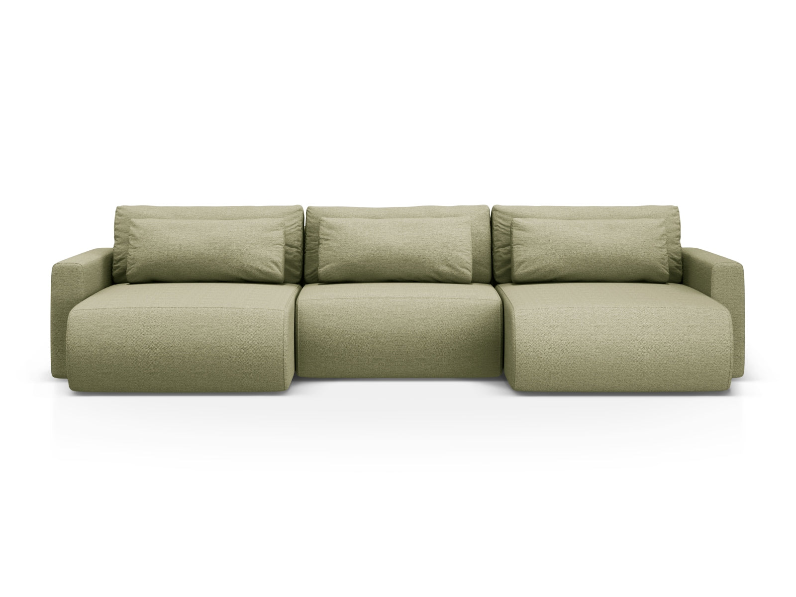 Belfast Panoramic Sofa mit Stauraum und Schlaffunktion 4 Sitzer in Olive präsentiert im Onlineshop von KAQTU Design AG. 5er Sofa ist von Cosmopolitan Design