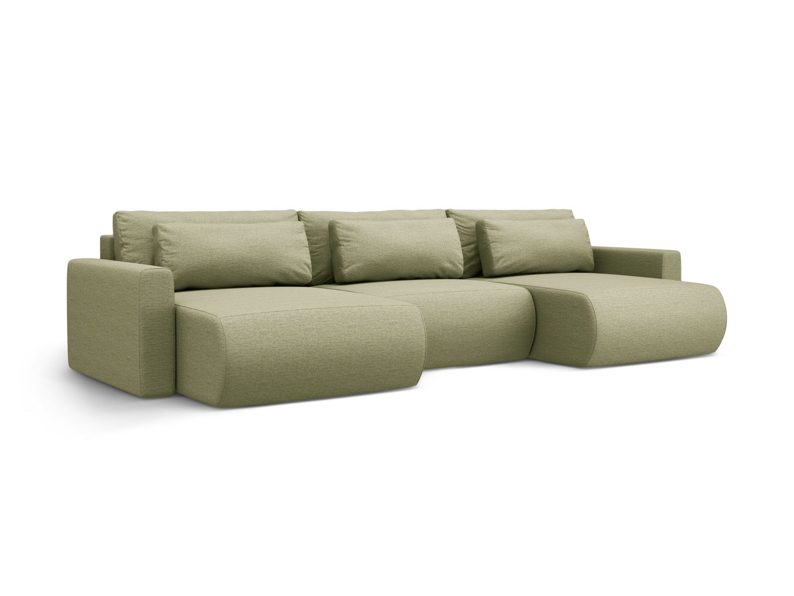 Elegantes Belfast Panoramic Sofa in Olive-Heritage, 4-Sitzer mit Stauraum und Schlaffunktion, ideal für stilvolle Wohnräume.