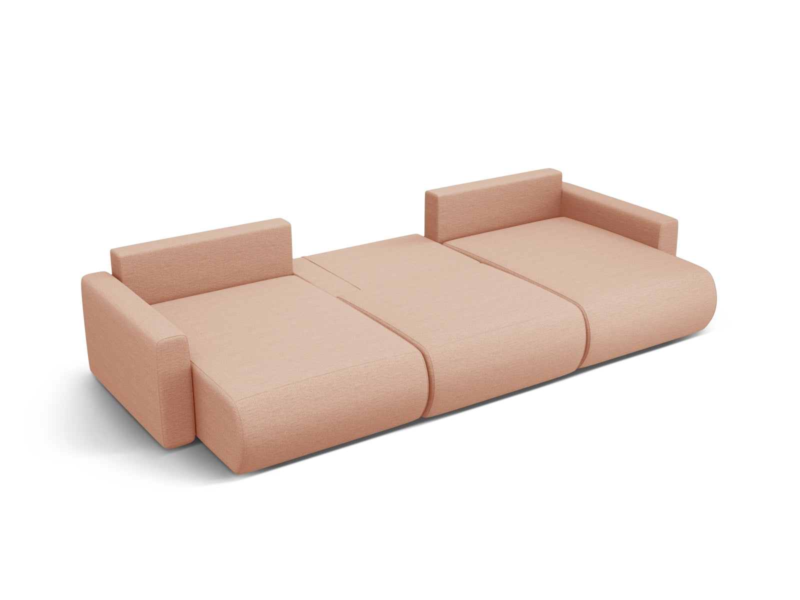 Elegantes Belfast Panoramic Sofa in sanftem Peach-Heritage, ideal für Wohnräume, bietet Stauraum und eine komfortable Schlaffunktion.