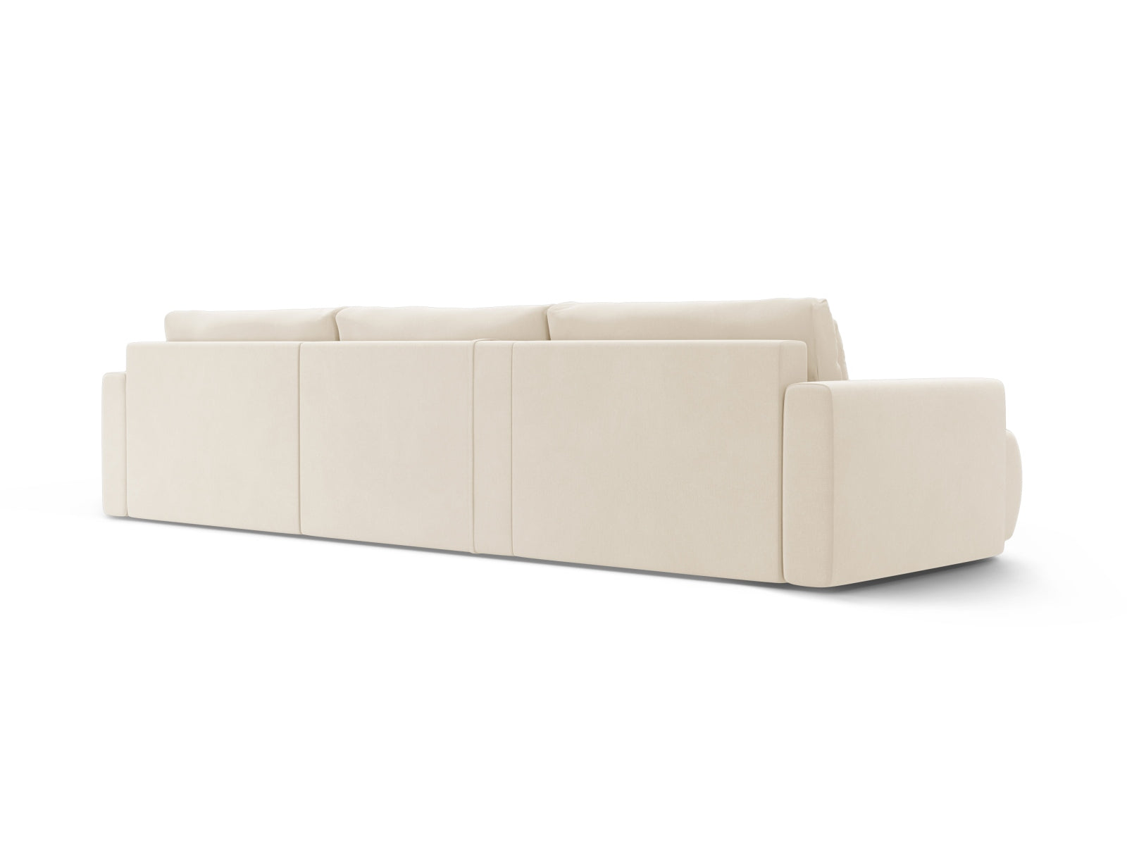 Stylisches Belfast Velour Panoramic Sofa in Ivory, 4-Sitzer mit praktischem Stauraum und flexibler Schlaffunktion für gemütliche Wohnräume.