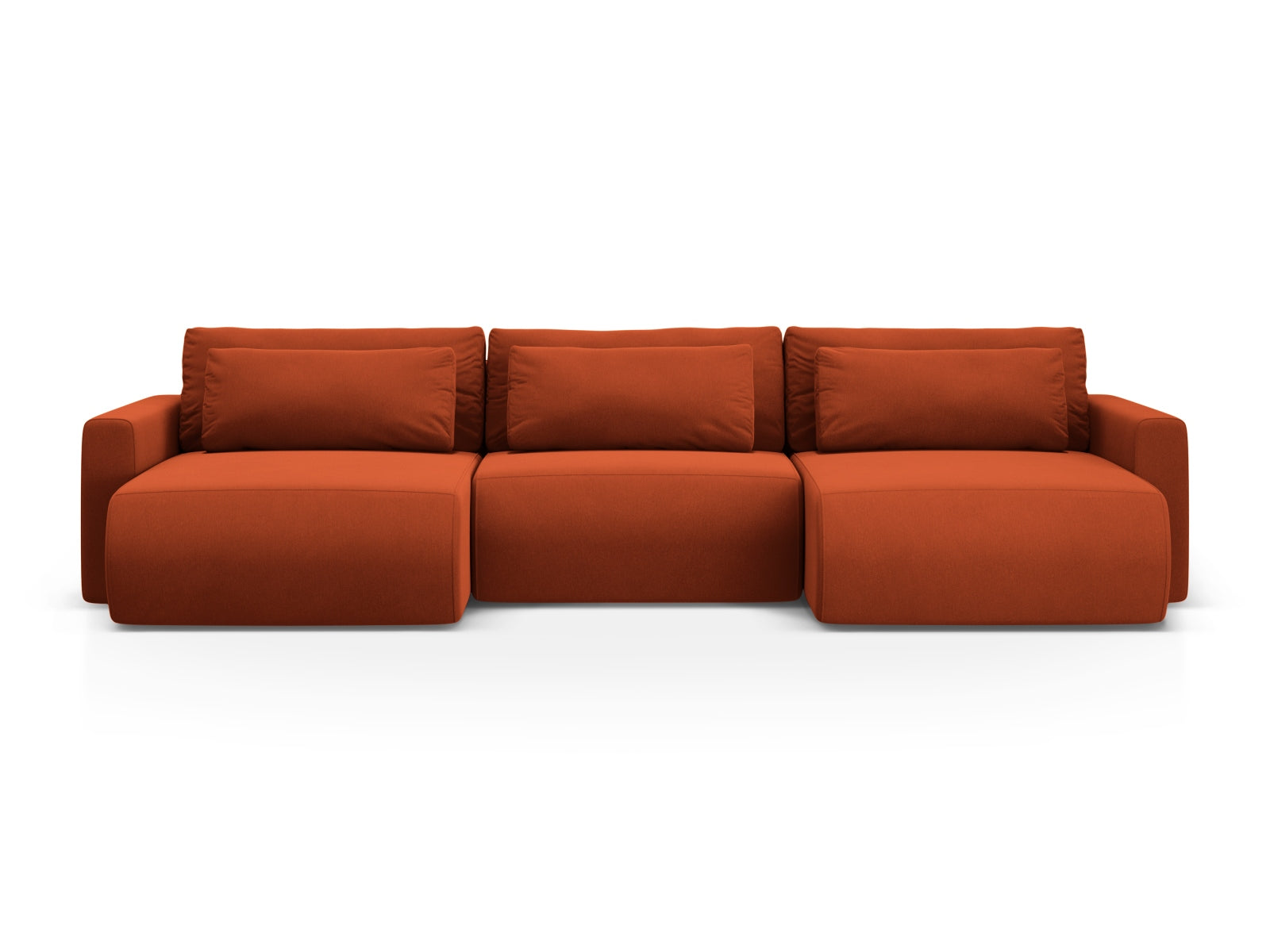 Belfast Velour Panoramic Sofa with Box and Sleeping Function 4 Sitzer in Auburn präsentiert im Onlineshop von KAQTU Design AG. 5er Sofa ist von Cosmopolitan Design