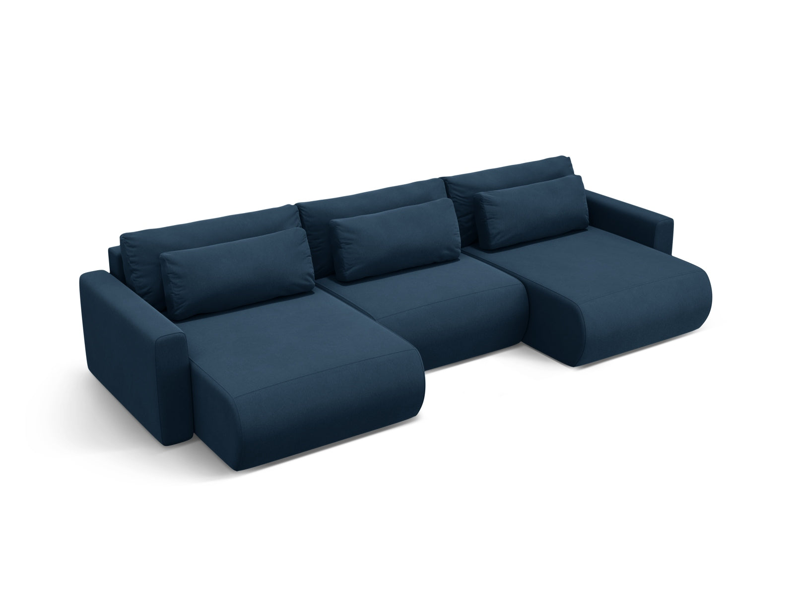 Elegantes Belfast Velour Panoramic Sofa in Royal Blue, 4-Sitzer mit cleverem Stauraum und umwandelbarer Schlaffunktion für jeden Raum.