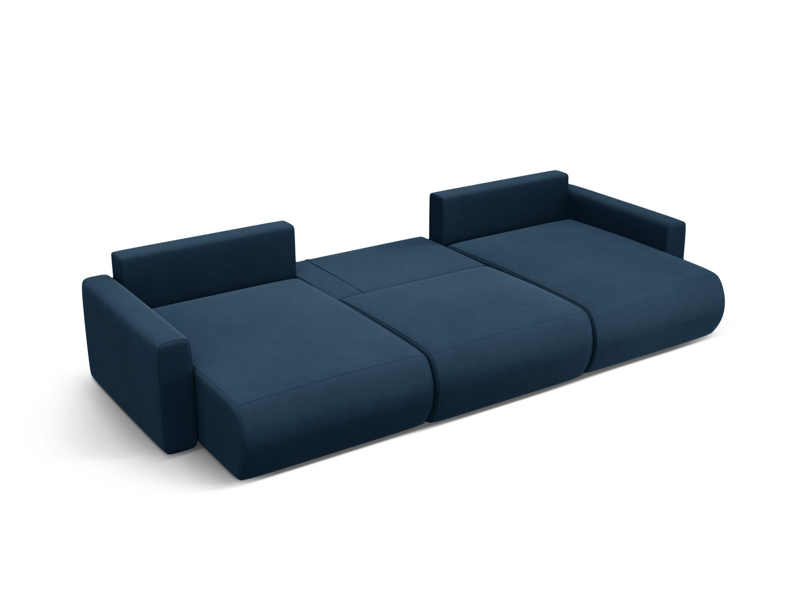 Erleben Sie das elegante Belfast Velour Panoramic Sofa von Cosmopolitan Design – ein vielseitiger 4-Sitzer mit Schlaffunktion und cleverem Stauraum.