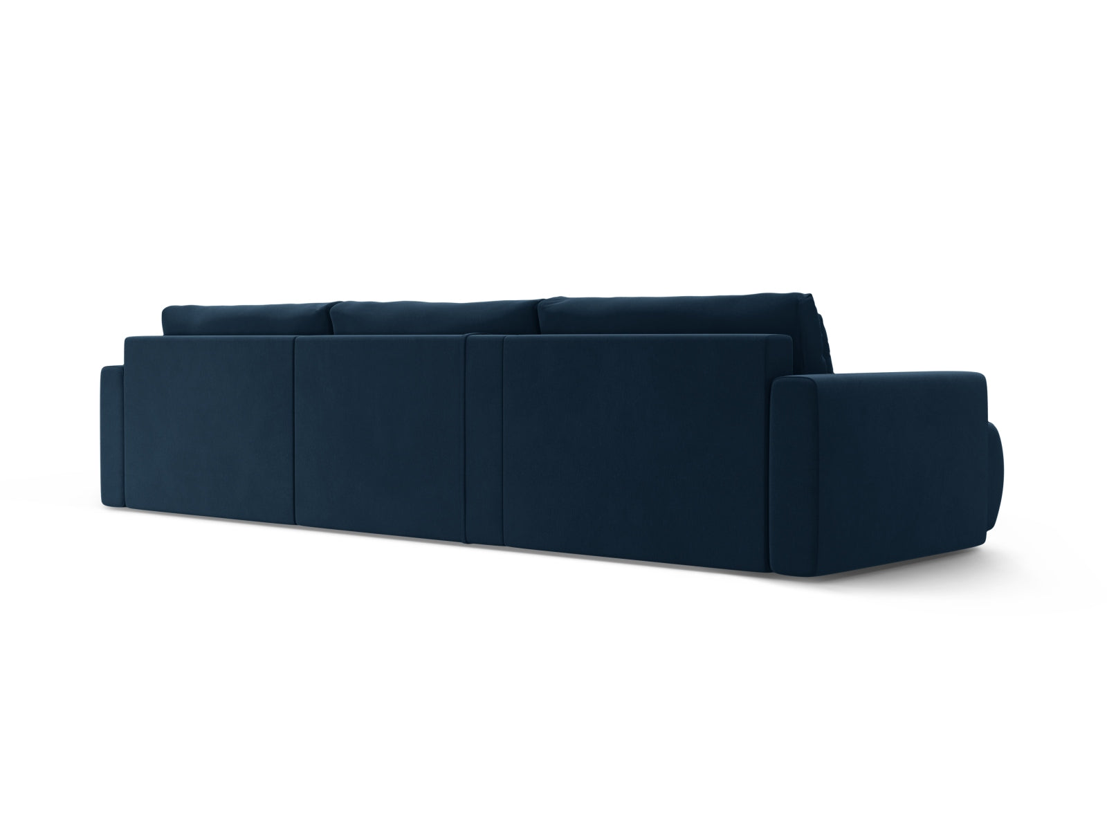 Stilvolles Belfast Velour Panoramic Sofa in Royalblau, 4-Sitzer mit praktischem Stauraum und umwandelbarer Schlaffunktion für gemütliche Abende.