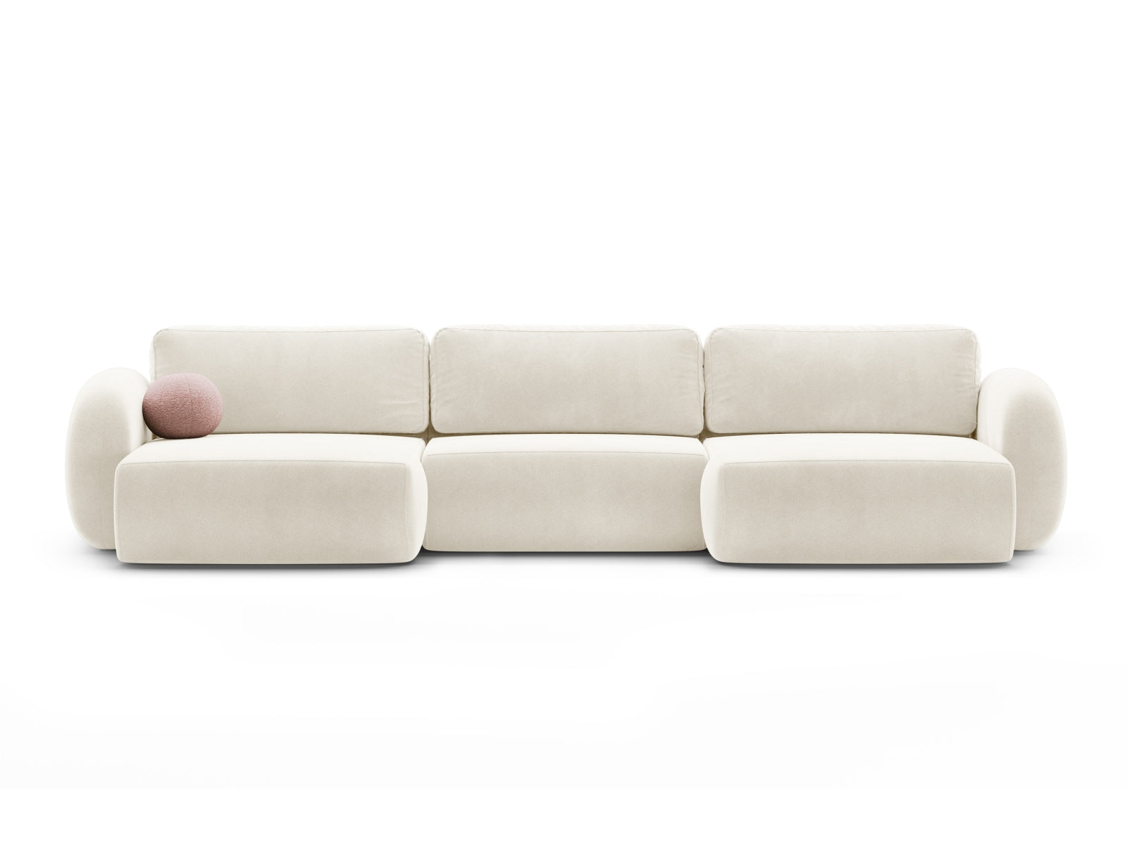 Tonale Velour Panoramic Ecksofa rechts mit Schlaffunktion und Stauraum 5 Sitzer in Ivory präsentiert im Onlineshop von KAQTU Design AG. Ecksofa rechts ist von Cosmopolitan Design