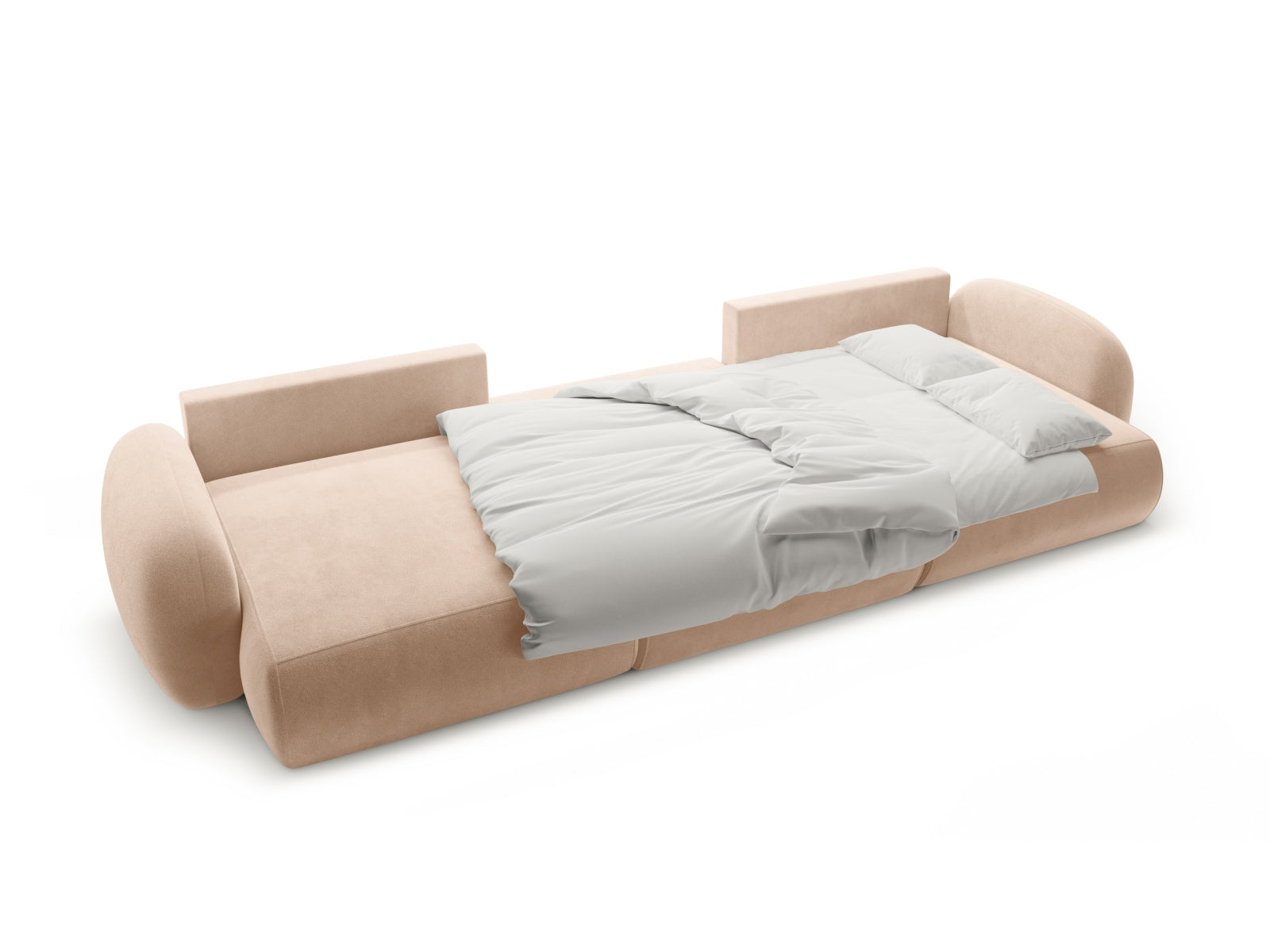 Entdecken Sie das elegante Tonale Velour Panoramic Ecksofa rechts von Cosmopolitan Design – ein 5-Sitzer mit innovativer Schlaffunktion und praktischem Stauraum.