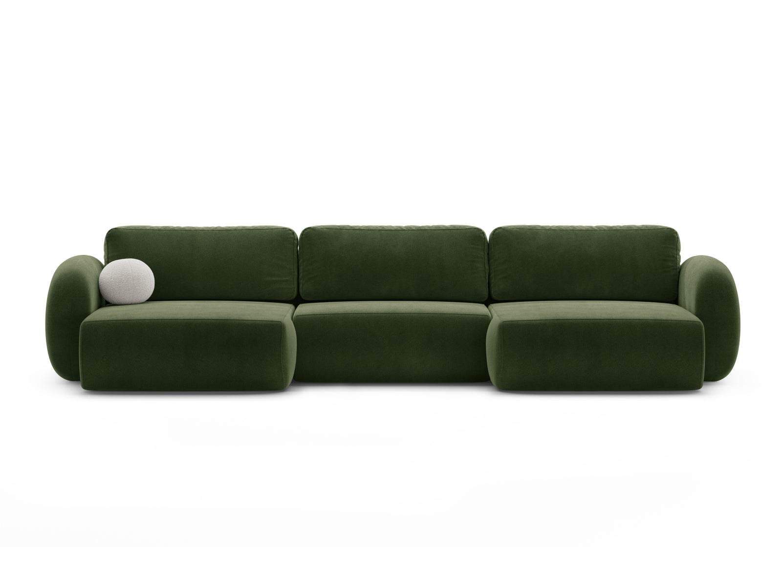 Tonale Velour Panoramic Ecksofa rechts mit Schlaffunktion und Stauraum 5 Sitzer in Army Green-Magic Velvet präsentiert im Onlineshop von KAQTU Design AG. Bettsofa rechts ist von Cosmopolitan Design