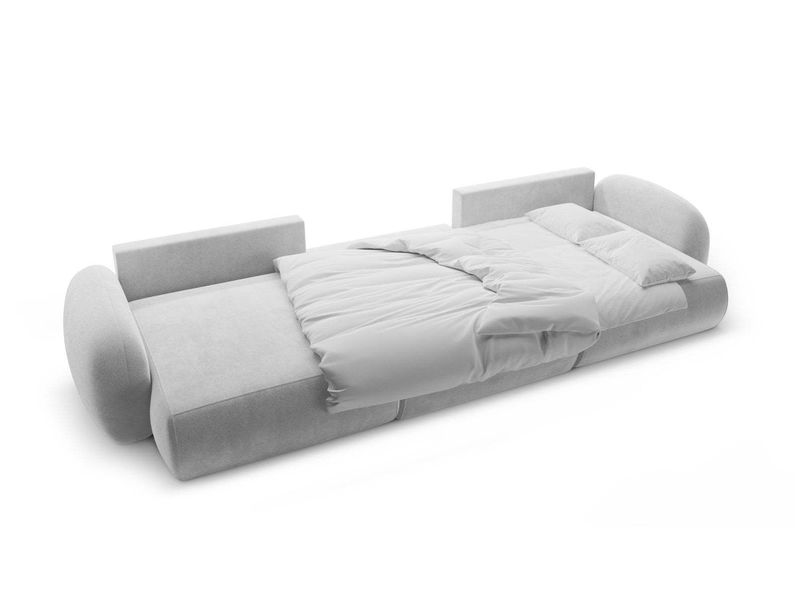 Modernes 5-Sitzer Ecksofa in Velours mit Schlaffunktion und Stauraum, perfekt für gemütliche Abende und stilvolle Einrichtung.