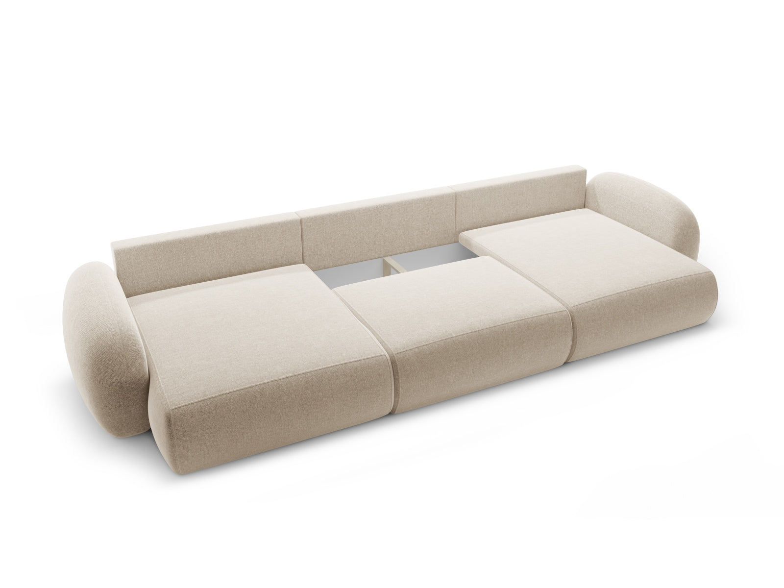 Elegantes 5-Sitzer Sofa Tonale in edlem Dunkelbeige, ideal für Wohnräume, bietet Stauraum und verwandelt sich mühelos in ein Bett.