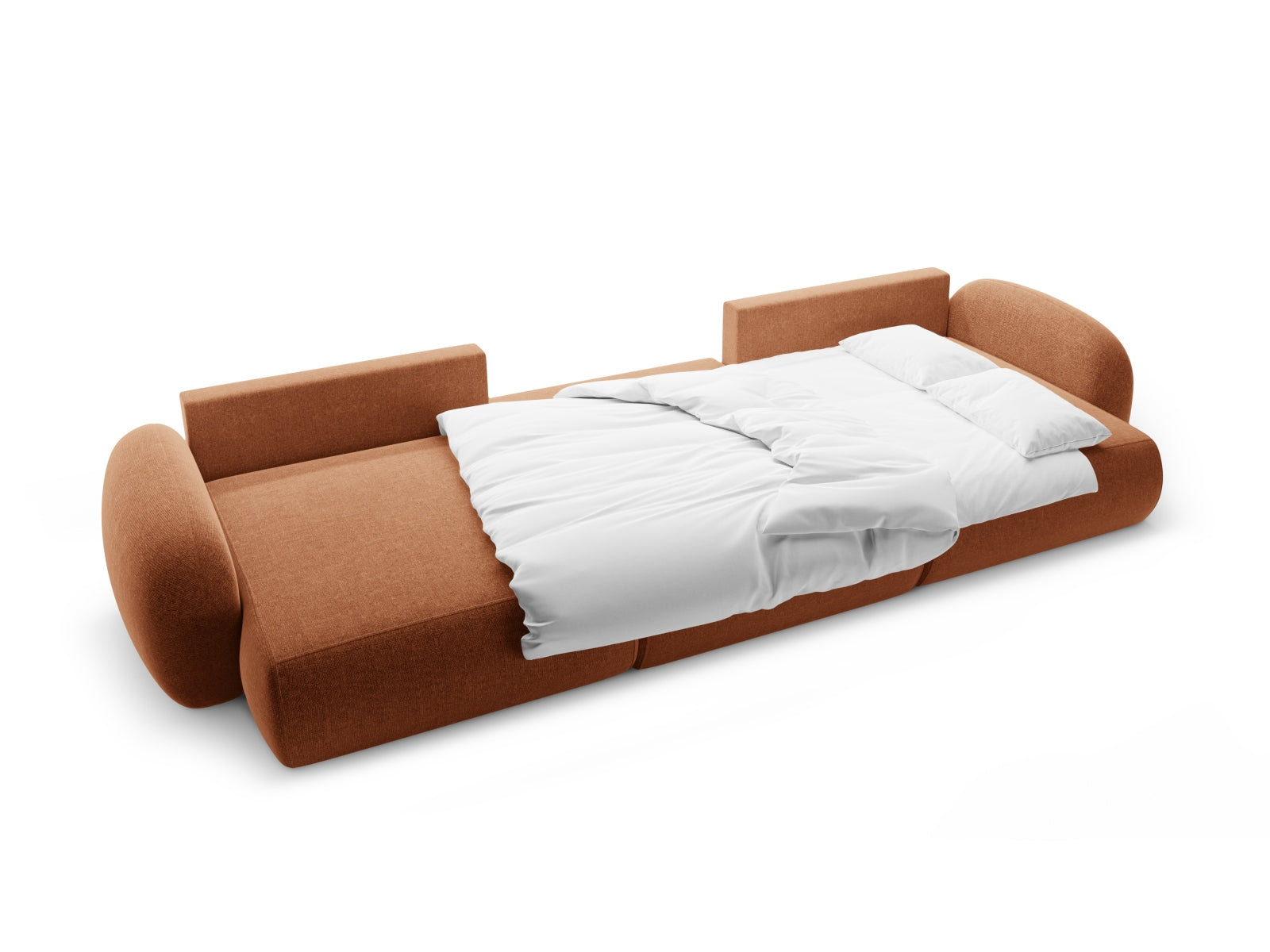 Modernes 5-Sitzer Sofa Tonale Panoramic in Brick-Eden, bietet Komfort, Stauraum und eine ausziehbare Schlaffunktion für Gäste.