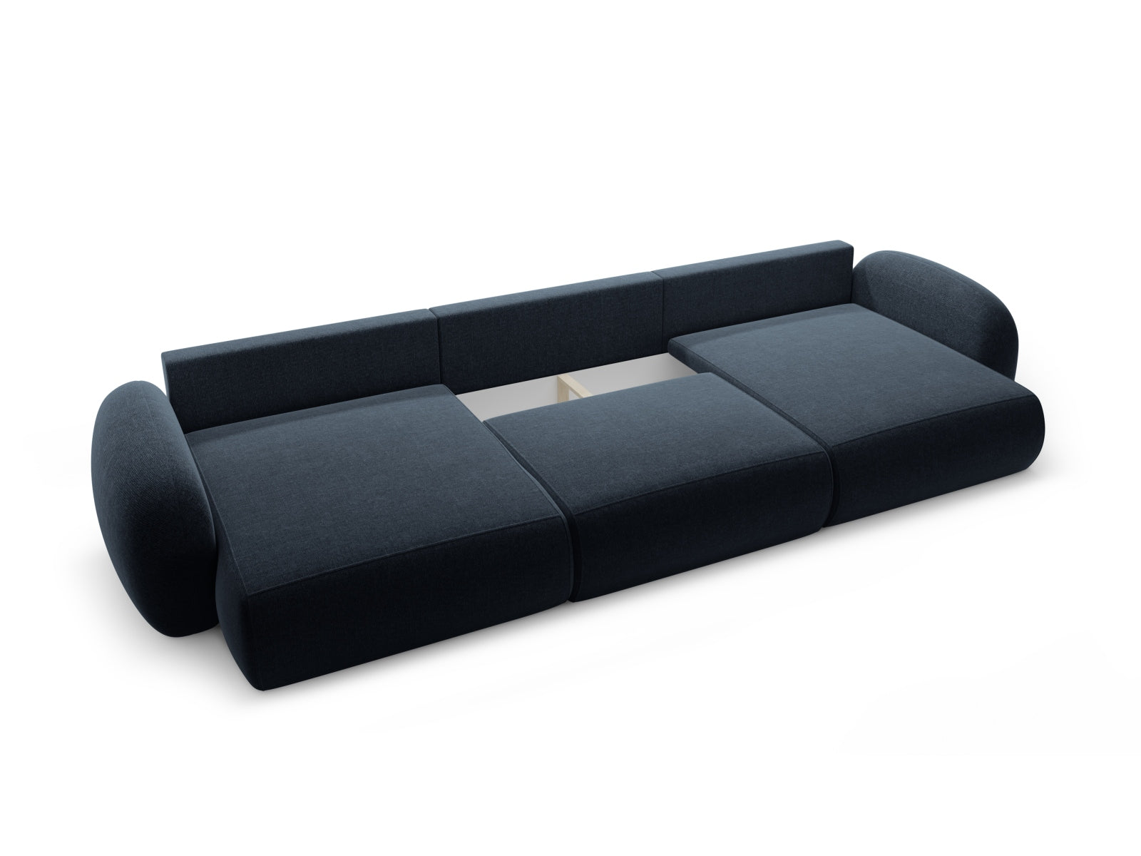 Elegantes 5-Sitzer Sofa Tonale in Navy Blue-Eden, das modernes Design mit cleverem Stauraum und einer komfortablen Schlaffunktion vereint.
