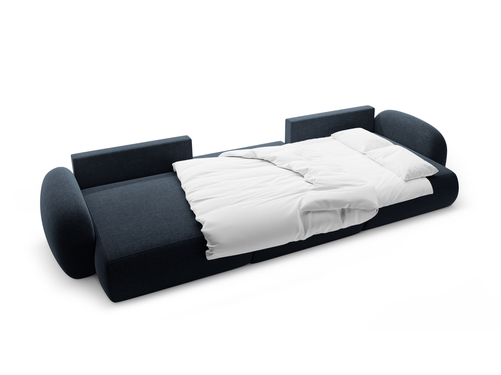 Stylisches 5-Sitzer Sofa Tonale in Navy Blue-Eden, kombiniert Funktionalität mit modernem Design, bietet Stauraum und eine praktische Schlaffunktion.