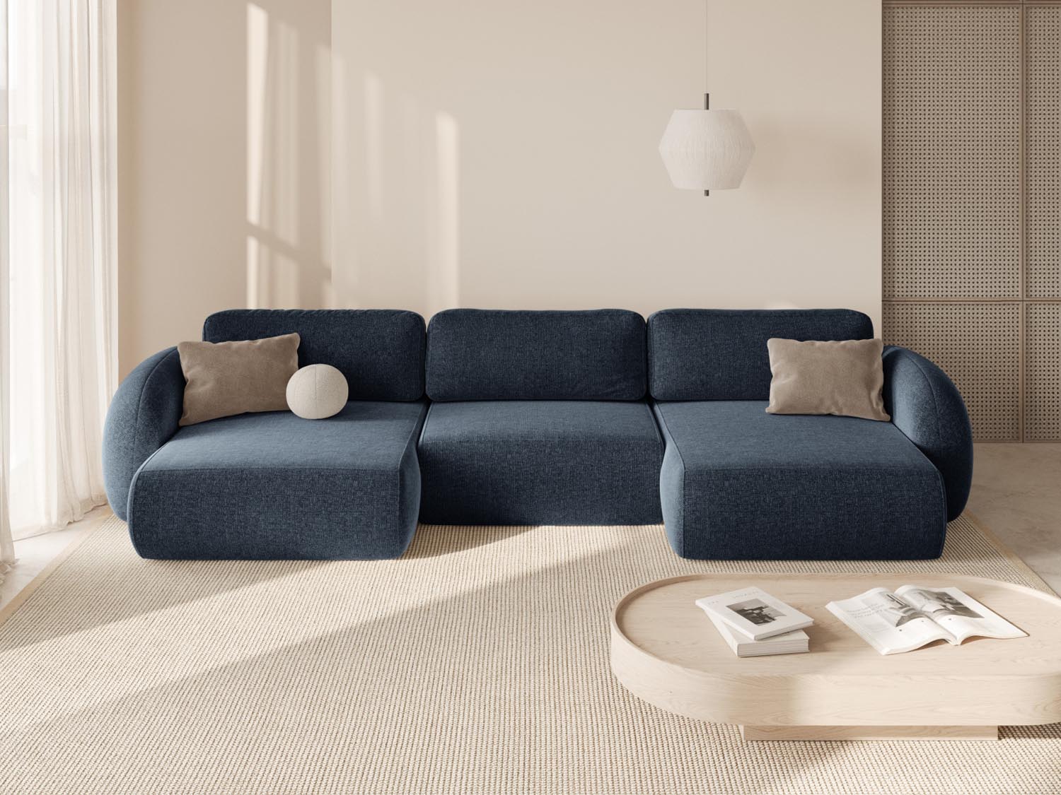 Elegantes 5-Sitzer Sofa Tonale in Navy Blue-Eden, ideal für modernes Wohnen, mit Stauraum und Schlaffunktion, perfekt für jeden Raum.