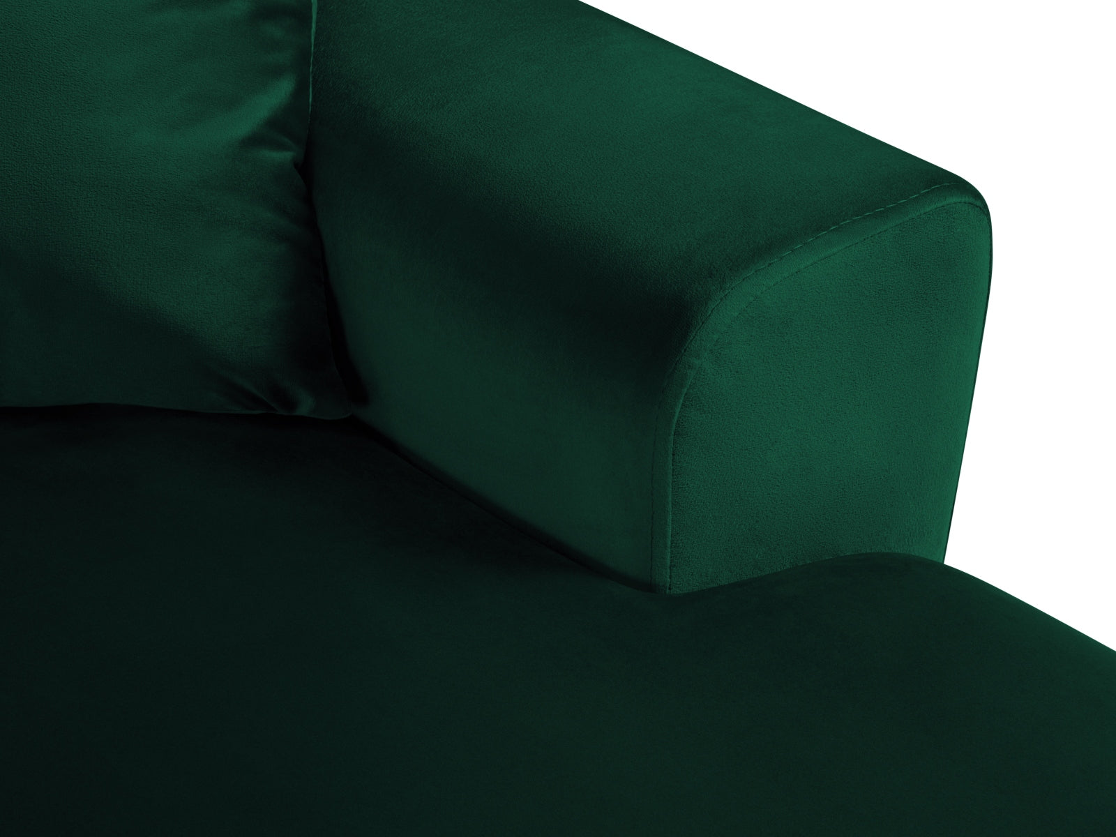 Stilvolles Kyoto Velour Panoramic Ecksofa links in sattem Grün, 7 Sitzer mit cleverem Stauraum und gemütlicher Schlaffunktion für vielseitige Nutzung.
