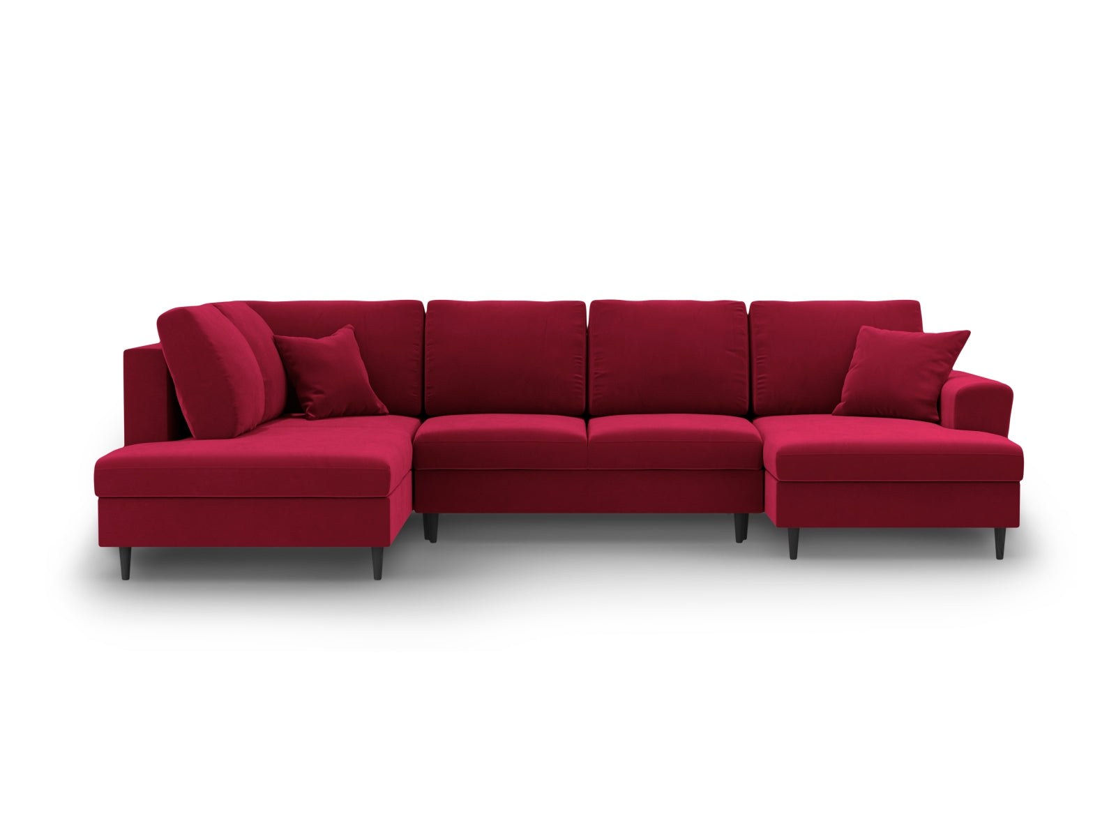 Kyoto Velour Panoramic Left Sofa mit Stauraum und Schlaffunktion 7 Sitzer 194cm in Red-Riviera präsentiert im Onlineshop von KAQTU Design AG. Bettsofa links ist von Cosmopolitan Design