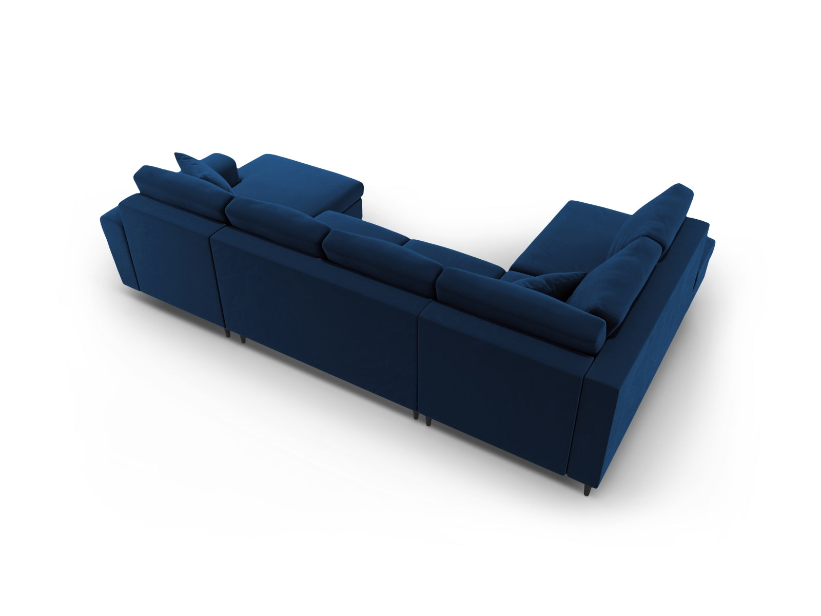 Stilvolles Kyoto Velour Panoramic Sofa in Royal Blue-Riviera, 7-Sitzer mit praktischem Stauraum und komfortabler Schlaffunktion für Gäste.