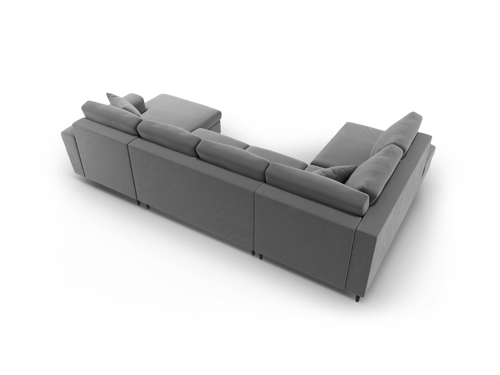 Elegantes Kyoto Velour Panoramic Sofa, 7-Sitzer mit praktischem Stauraum und komfortabler Schlaffunktion, ideal für jedes Wohnzimmer.