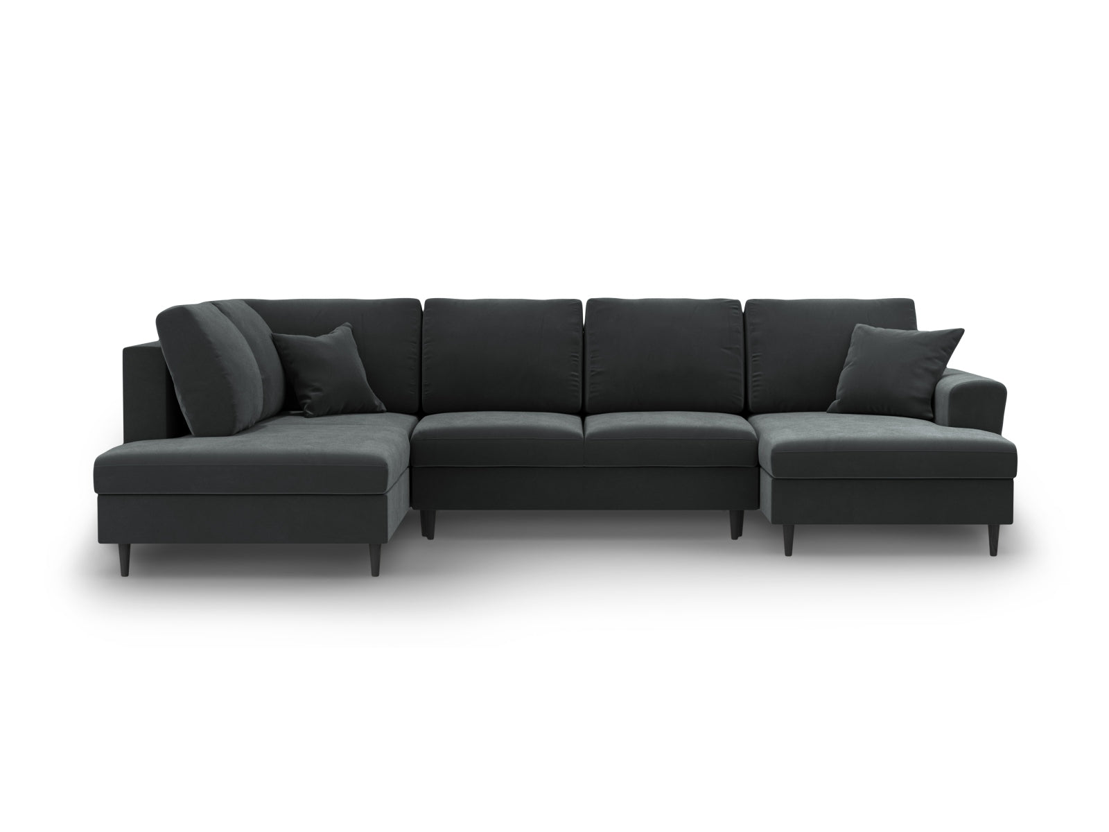 Kyoto Velour Panoramic Left Sofa mit Stauraum und Schlaffunktion 7 Sitzer 194cm in Dark Grey-Riviera präsentiert im Onlineshop von KAQTU Design AG. Bettsofa links ist von Cosmopolitan Design