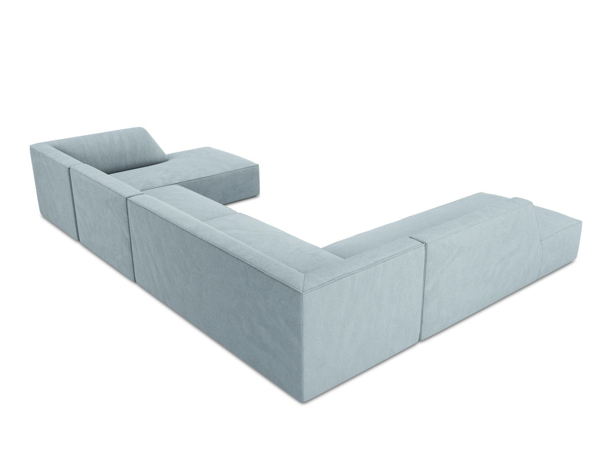 Cosmopolitan Design Siena Panorama-Ecksofa links, 7-Sitzer in Light Beige-Scala Cordstoff mit Massivholzrahmen und Kunststoffbeinen.