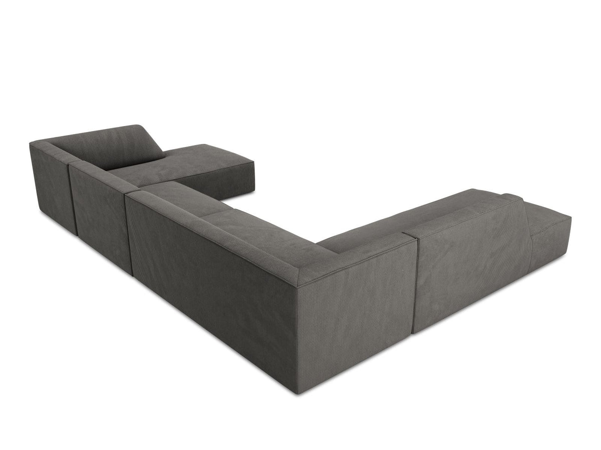Cosmopolitan Design Siena Panorama-Ecksofa links, 7-Sitzer in Light Beige-Scala Cordstoff mit Massivholzrahmen und Kunststoffbeinen.