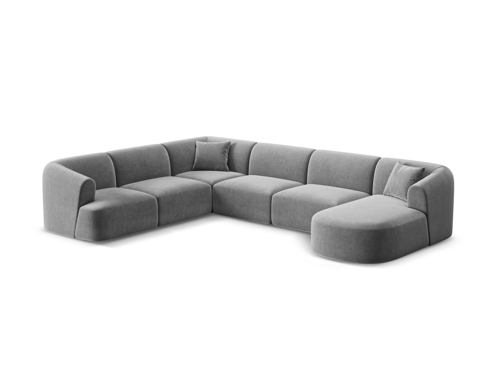 Stylisches 7-Sitzer Ecksofa Panoramic links in Grey-Vogue von Cosmopolitan Design, ideal für moderne Wohnräume.