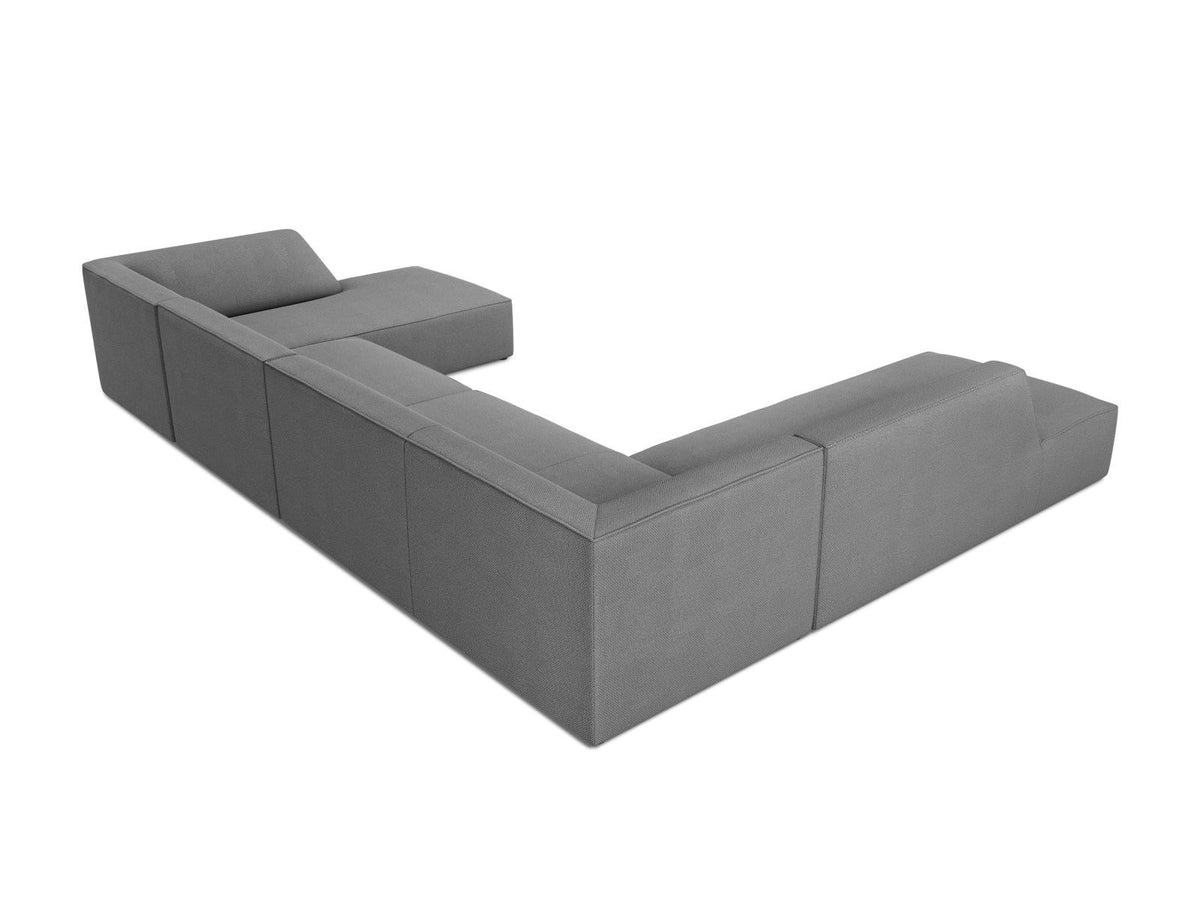 Cosmopolitan Design Siena Panorama-Ecksofa links, 7-Sitzer in Light Beige-Scala Cordstoff mit Massivholzrahmen und Kunststoffbeinen.