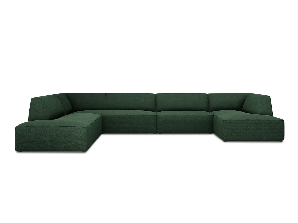 Cosmopolitan Design Siena Panorama-Ecksofa links, 7-Sitzer in Light Beige-Scala Cordstoff mit Massivholzrahmen und Kunststoffbeinen.
