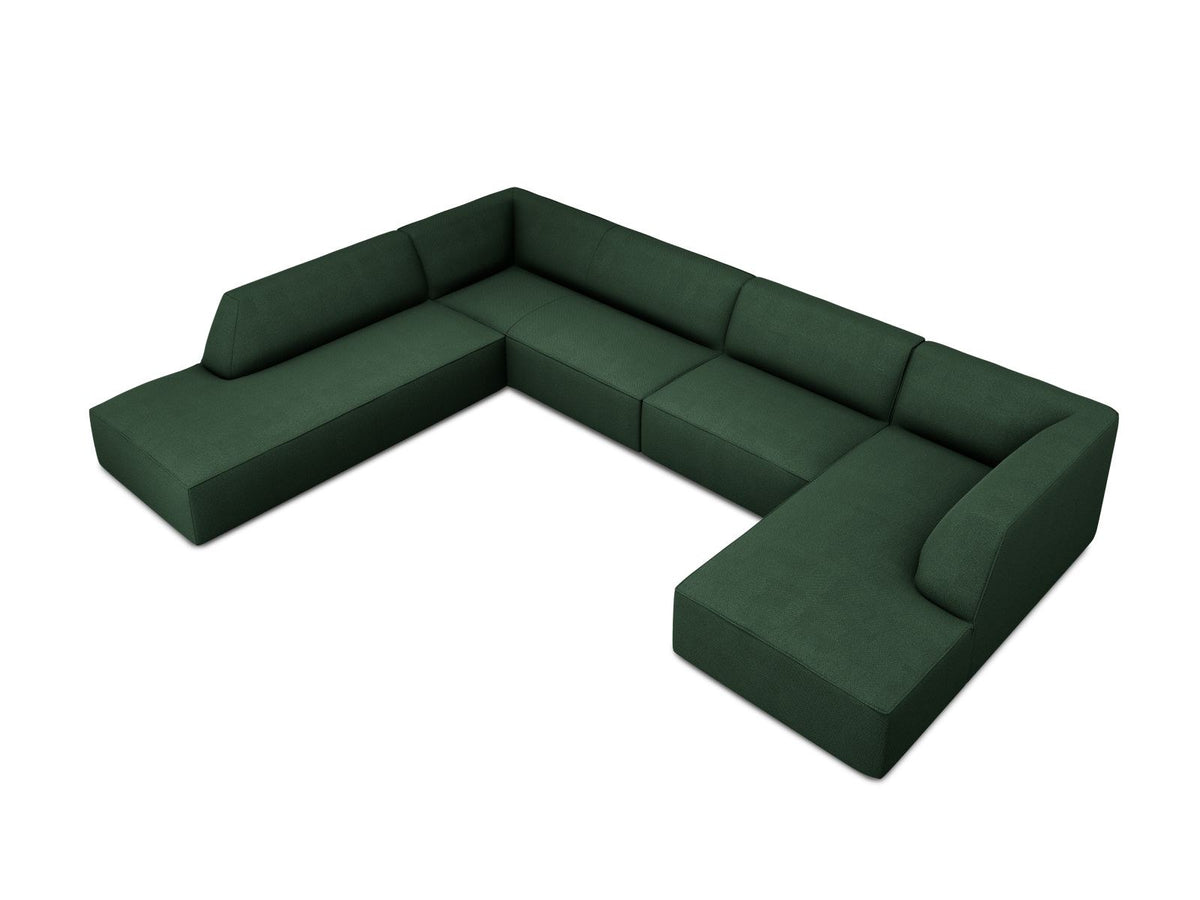 Cosmopolitan Design Siena Panorama-Ecksofa links, 7-Sitzer in Light Beige-Scala Cordstoff mit Massivholzrahmen und Kunststoffbeinen.