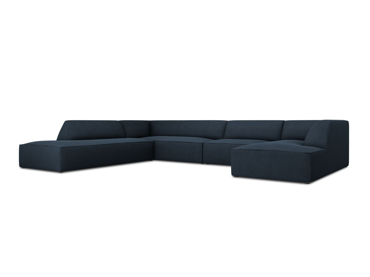 Cosmopolitan Design Siena Panorama-Ecksofa links, 7-Sitzer in Light Beige-Scala Cordstoff mit Massivholzrahmen und Kunststoffbeinen.