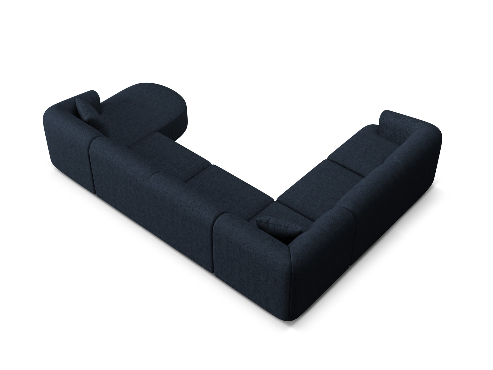 Modulares 7-Sitzer Ecksofa Panoramic links in Royal Blue-Moly von Cosmopolitan Design, perfekt für moderne und einladende Wohnlandschaften.