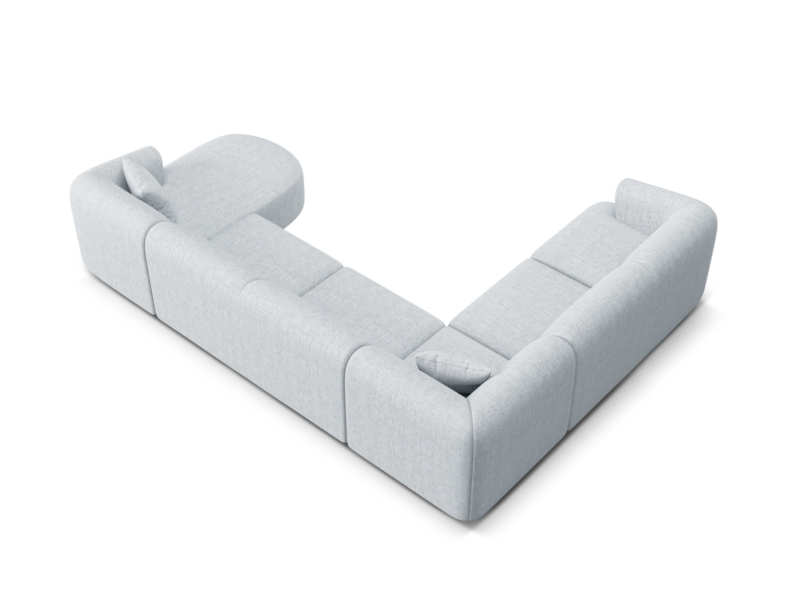 Geräumiges 7-Sitzer Ecksofa Panoramic links Campi in elegantem Grau, perfekt für entspannte Abende und stilvolle Einrichtung von Cosmopolitan Design.