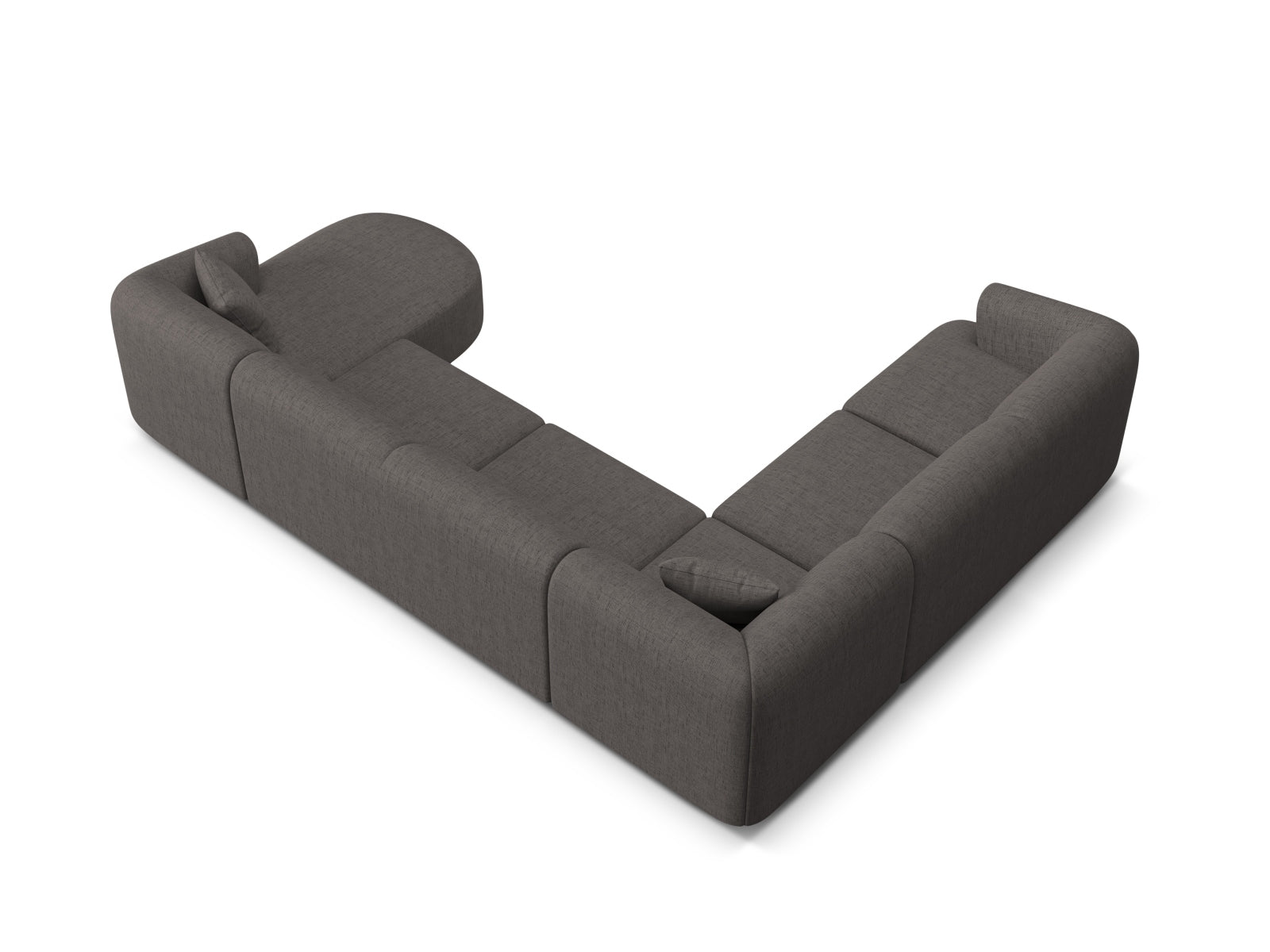 Stilvolles 7-Sitzer Ecksofa Panoramic links Campi in zeitgemäßem Grau, perfekt für entspannte Abende und gesellige Zusammenkünfte.