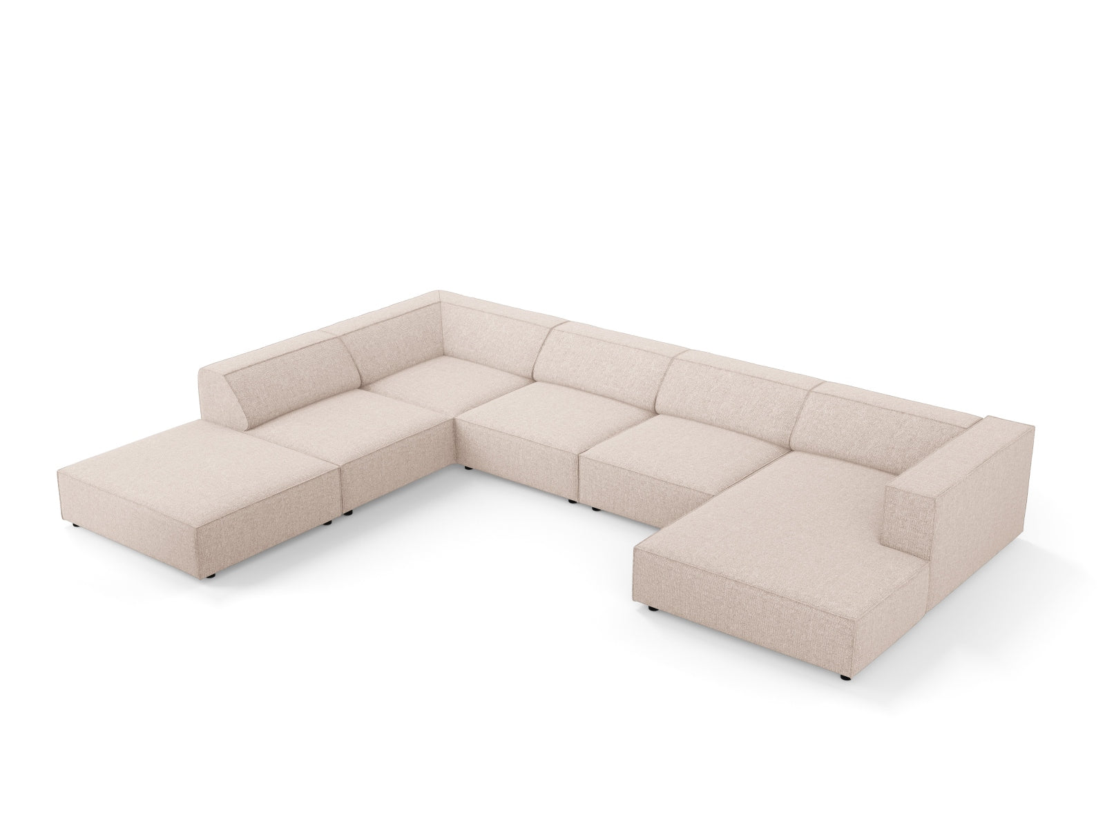 Beige Arendal Panoramic Ecksofa links, 7 Sitzer von Cosmopolitan Design, ideal für gemütliche Abende und stilvolle Wohnräume.