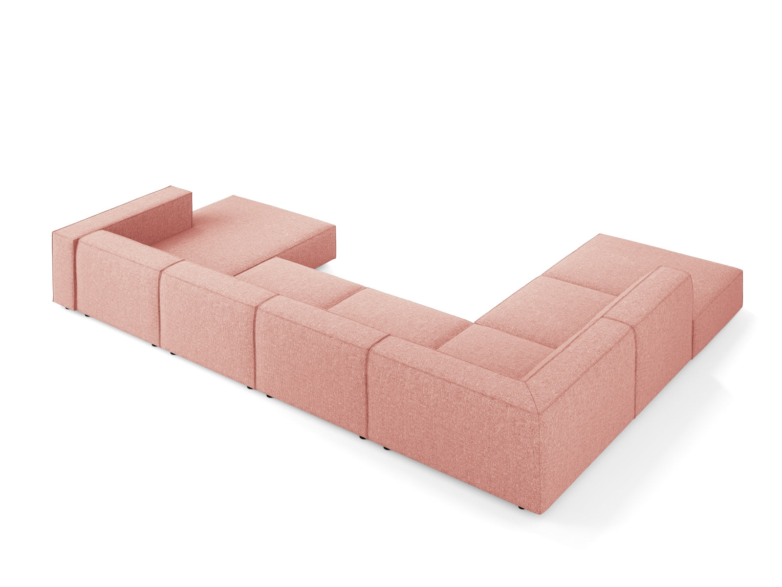 Stylisches Arendal Panoramic Ecksofa links in Pink-Haga, ideal für moderne Wohnräume, präsentiert von Cosmopolitan Design.