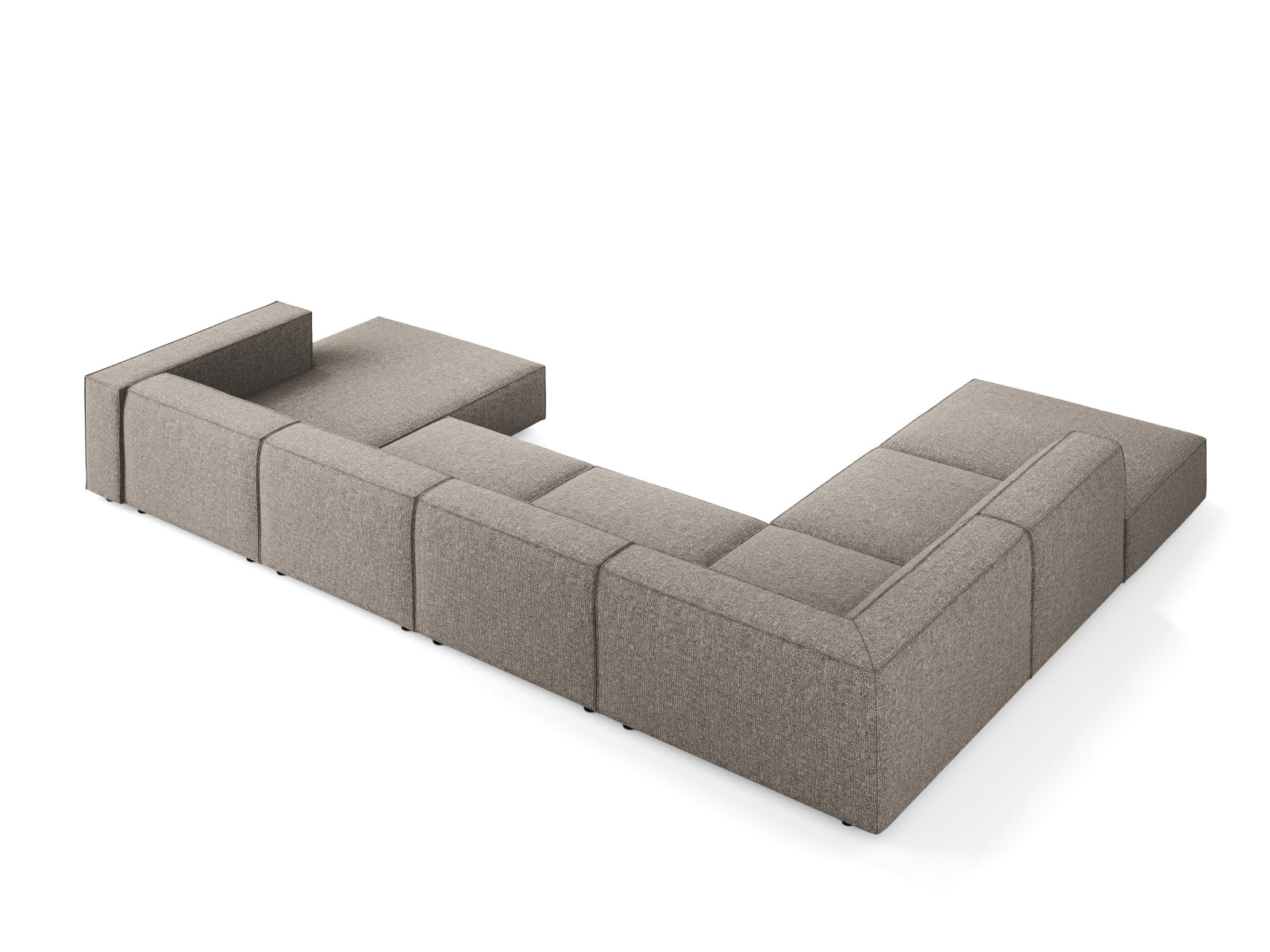 Modernes Arendal Panoramic Ecksofa links in stilvollem Grau, ideal für großzügige Wohnräume, präsentiert von Cosmopolitan Design.