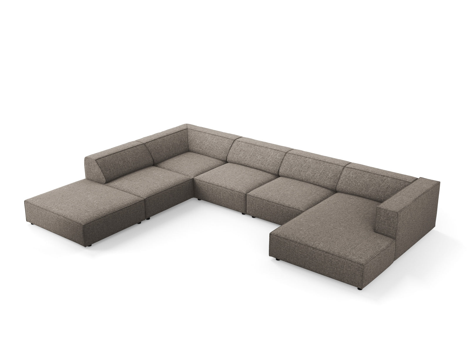 Elegantes 7-Sitzer Ecksofa links Arendal Panoramic in Grau, perfekt für stilvolle Wohnzimmer und gesellige Runden, von Cosmopolitan Design.