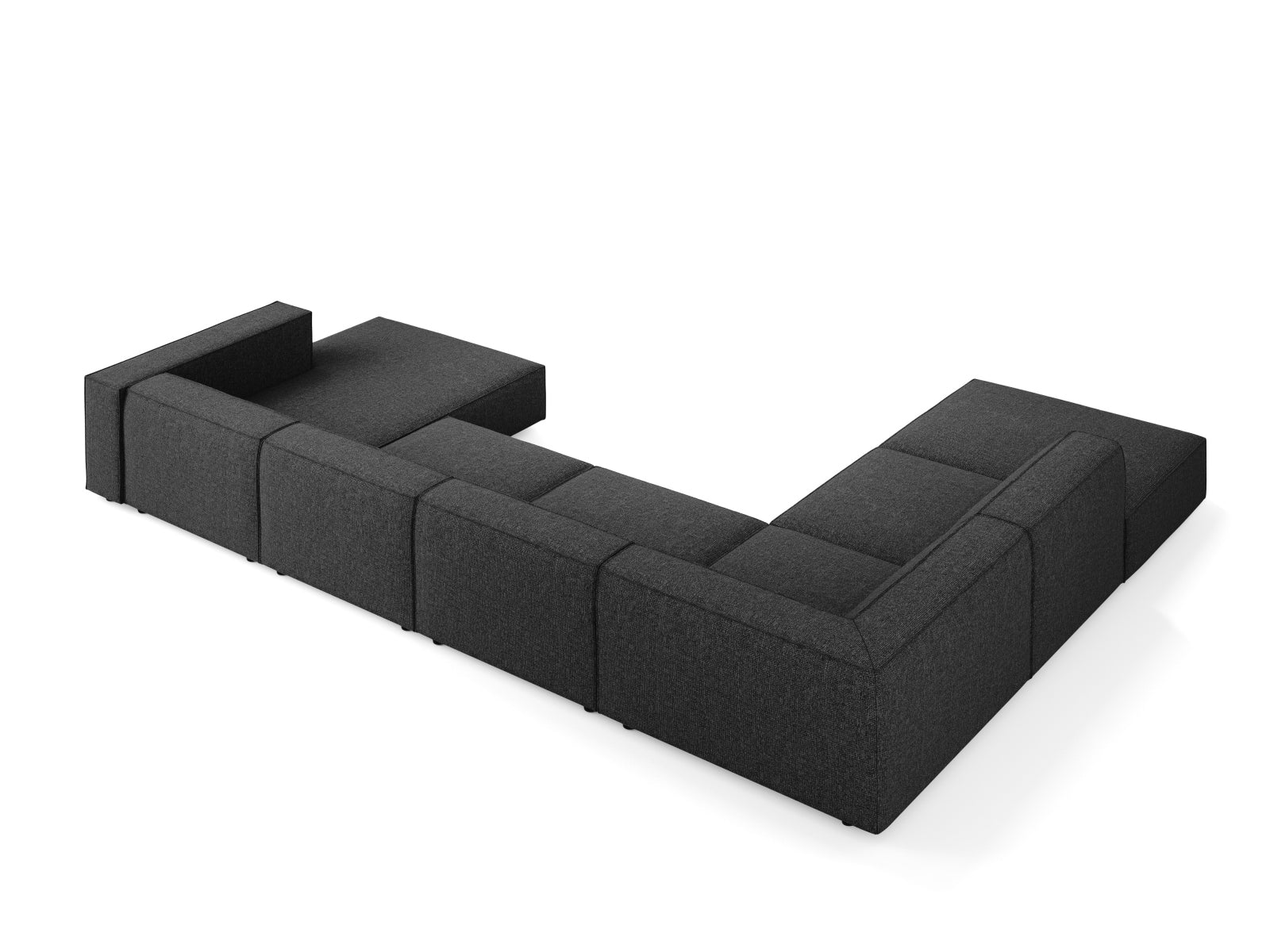 Stylisches Arendal Panoramic Ecksofa links in elegantem Schwarz, ideal für moderne Wohnräume, präsentiert von Cosmopolitan Design.