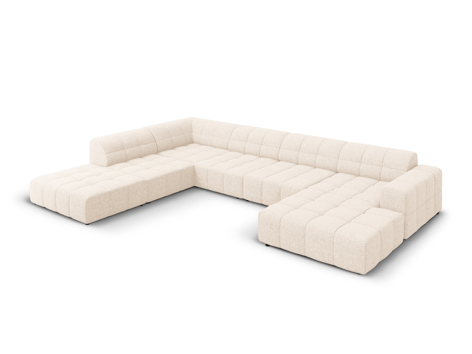 Entdecken Sie das elegante Chicago Panoramic Ecksofa links (262 cm) von Cosmopolitan Design – ein grosszügiger 7-Sitzer, der Stil und Komfort vereint.