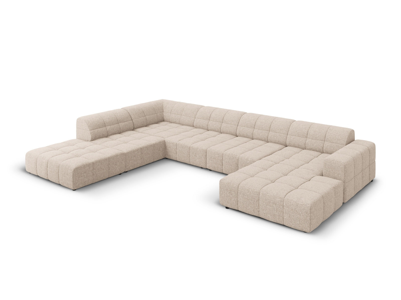 Beige Chicago Panoramic Ecksofa links, 7 Sitzer, 262 cm, modernes Design von Cosmopolitan, ideal für stilvolle Wohnräume.