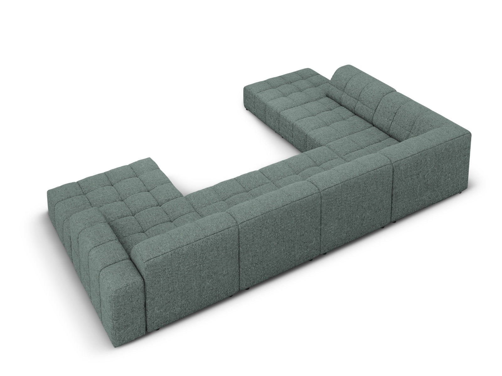 Elegantes 7-Sitzer Ecksofa Chicago in Petrol-Haga, 262 cm, perfektes Möbelstück für stilvolle Wohnzimmer von Cosmopolitan Design.